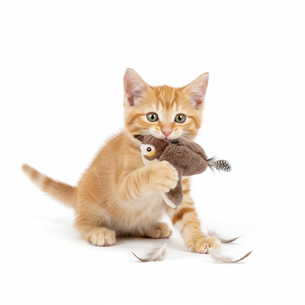 Interactive Chirping Bird Cat Toy with Flapping Wings