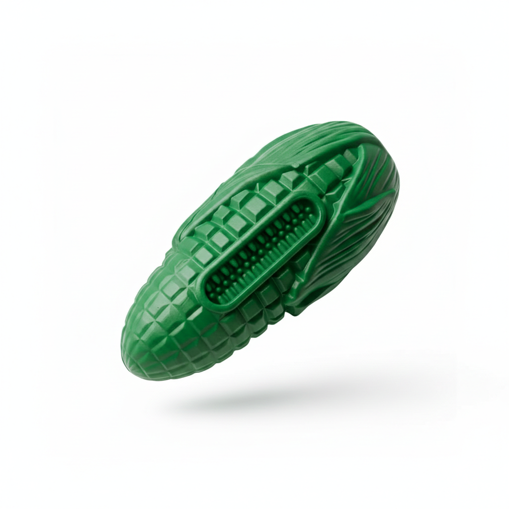 Green Corn-Shaped Natural Rubber Dog Chew Toy