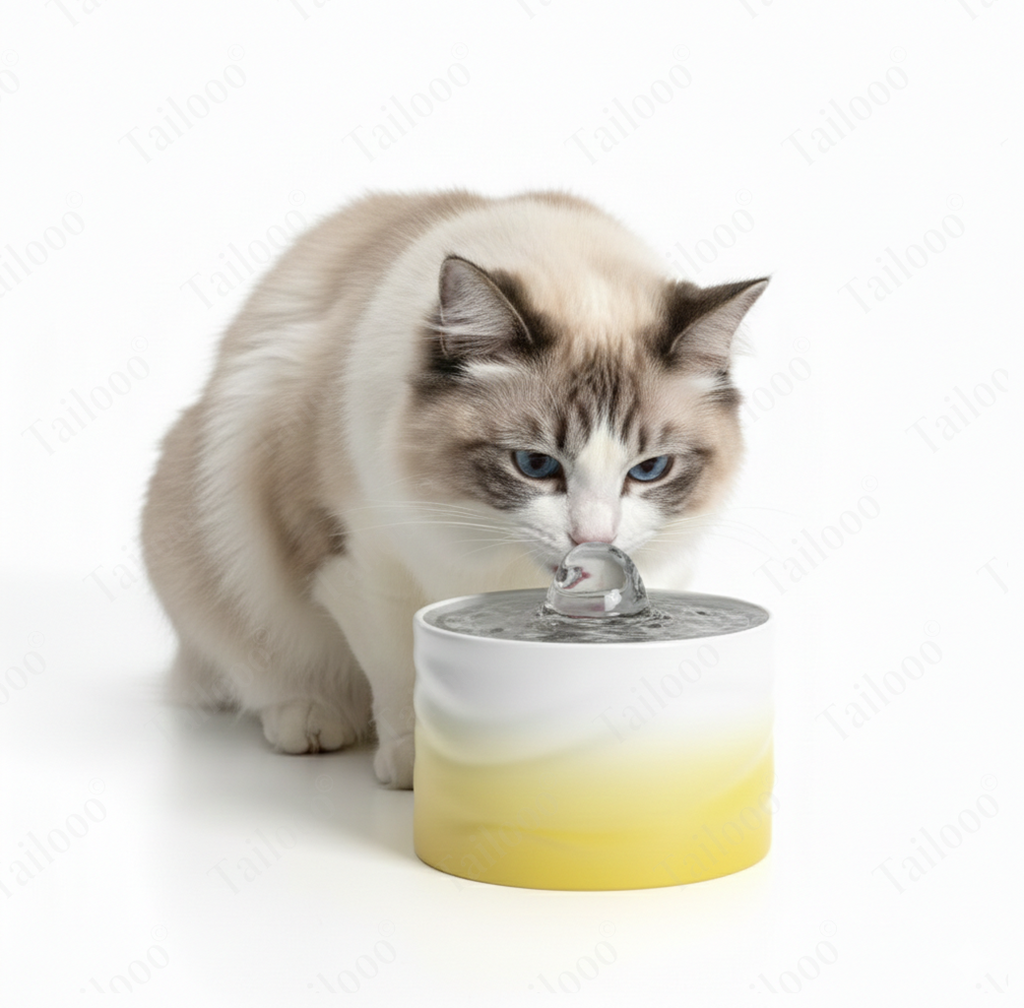 Automatic Ceramic Pet Water Fountain for Cat & Dog（Yellow）