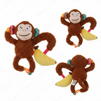 Monkey Design—Plush Dog Toy with Squeaker & Crinkle