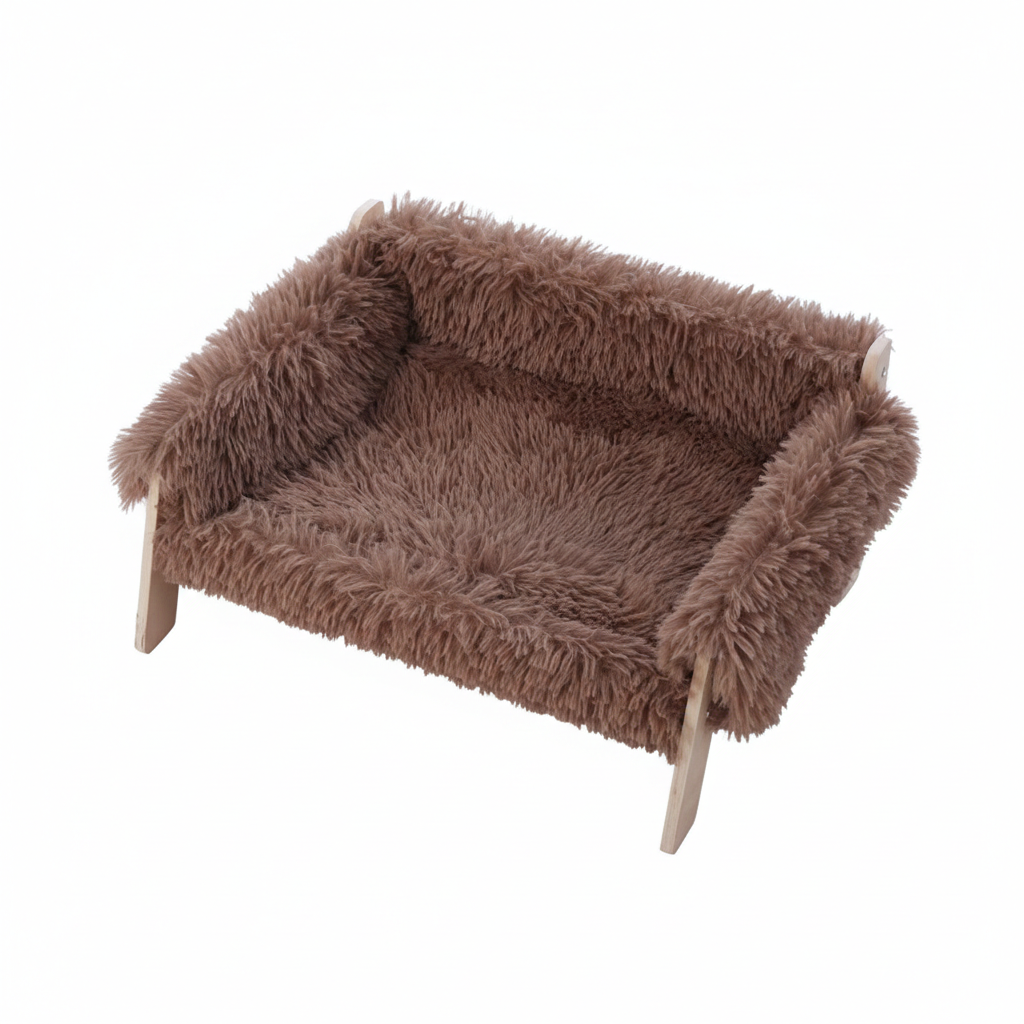 Luxury Wooden Frame Pet Sofa Bed, Suitable for Cats and Dogs（Brown）
