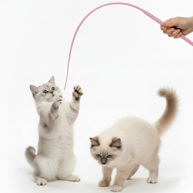 Durable Silicone Cat Wand Toy – Pink Main Image