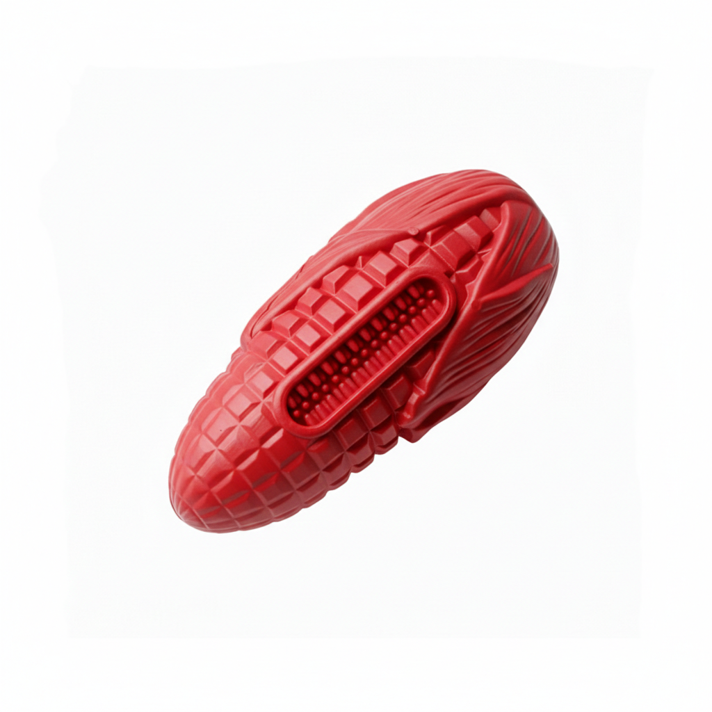 Red Corn-Shaped Natural Rubber Dog Chew Toy