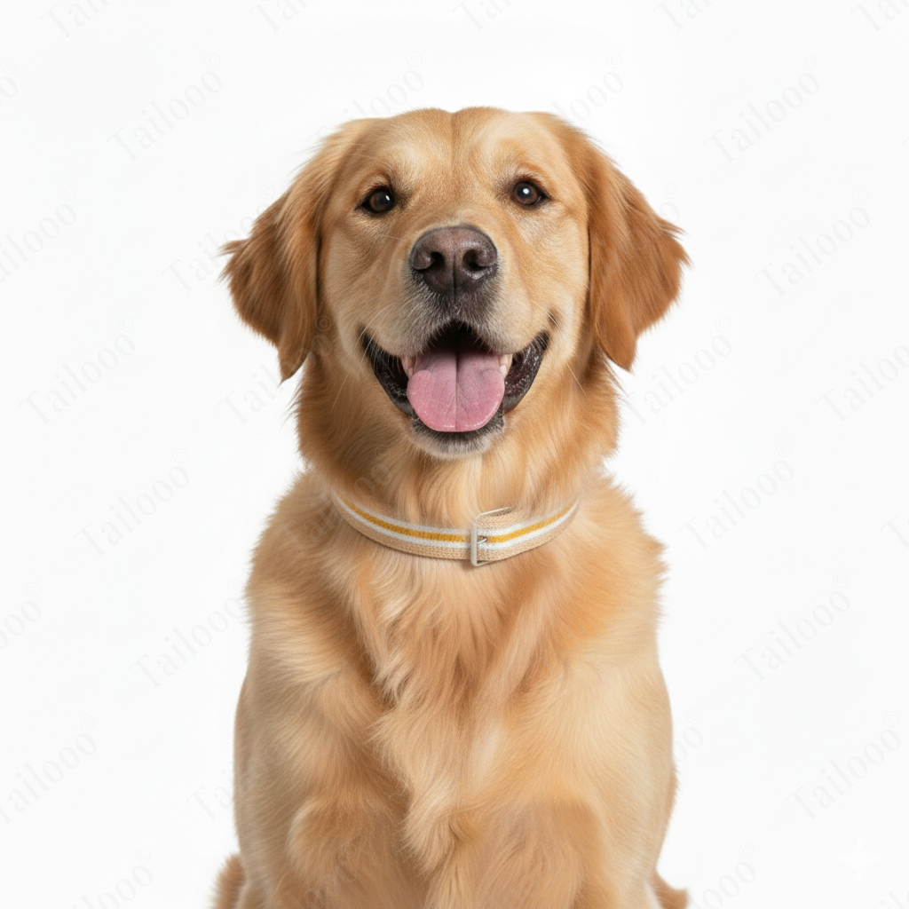 Woven Cotton & Leather Dog Collar– Adjustable, Soft & Durable Design（Ginger Yellow）