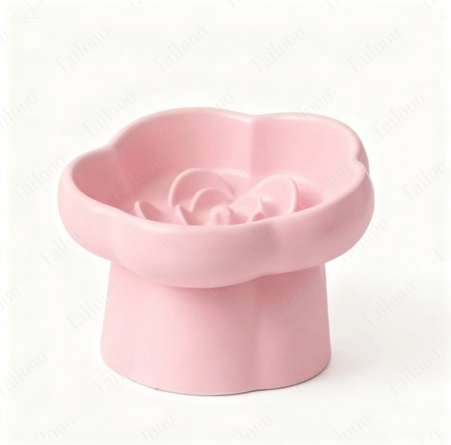 Ceramic Slow Feeder Pet Bowl – Pink Hover Image