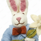 Handmade Nepal Wool Felt Pet Toy – Blue Clothed Rabbit