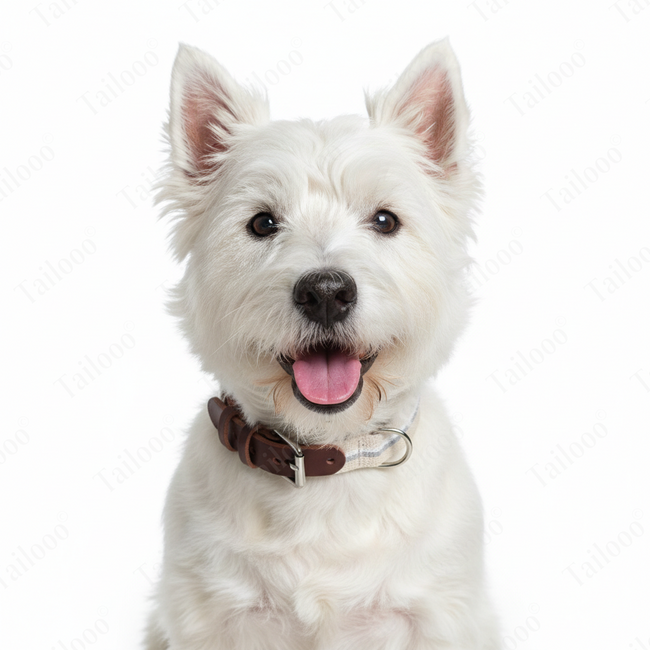 Woven Cotton & Leather Dog Collar– Adjustable, Soft & Durable Design（Beige） Main Image