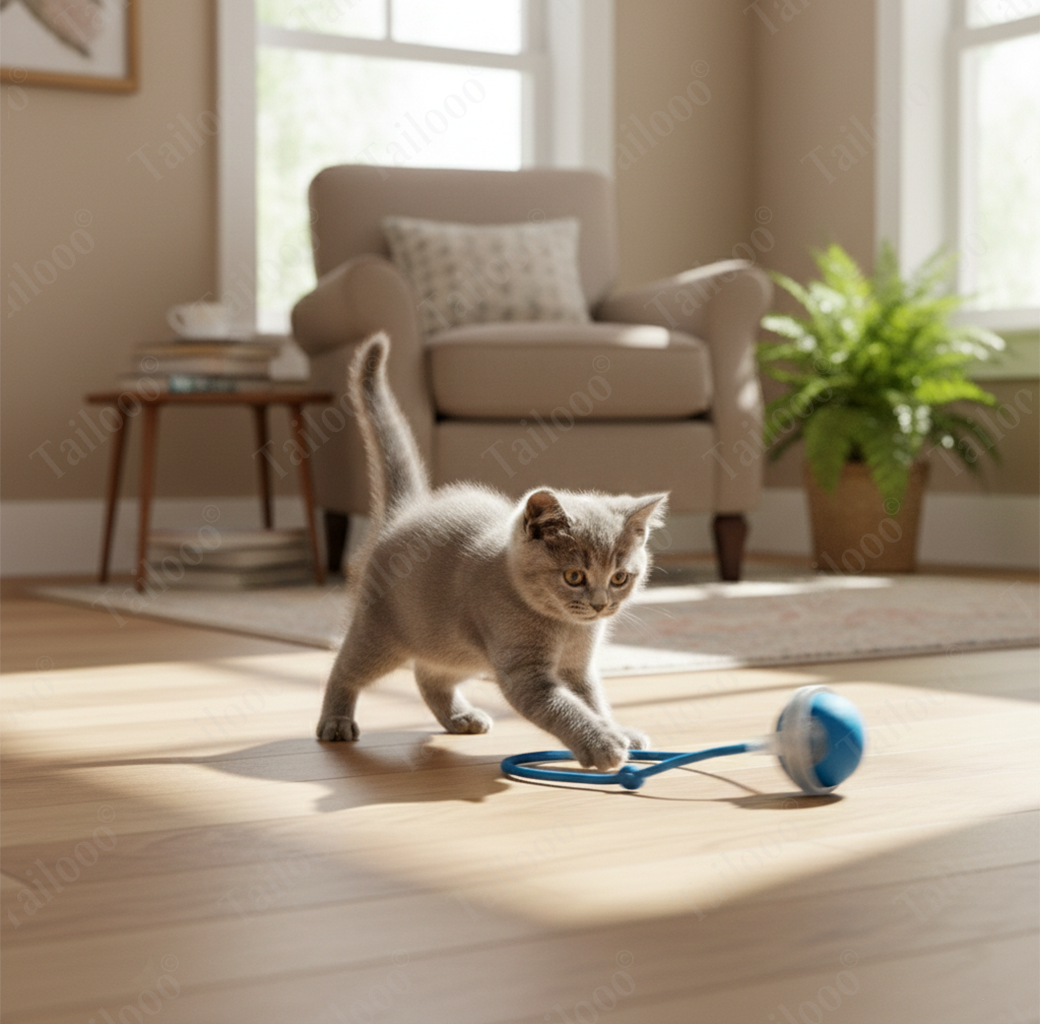 Interactive Electric Rolling Cat Ball – Blue
