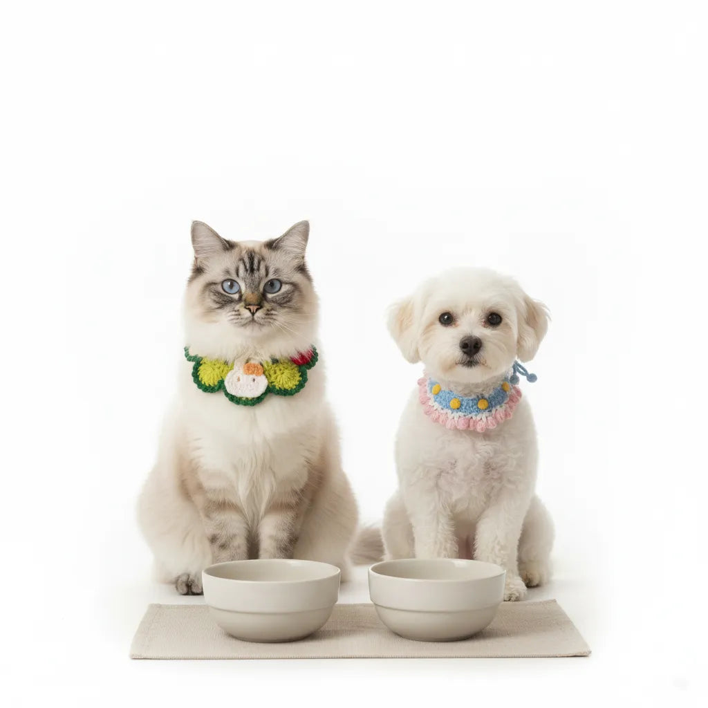 Handmade Crochet Pet Collar – Colorful Cotton Dog & Cat Neck Scarf, Cute Bandana Accessories for Daily Wear & Photos
