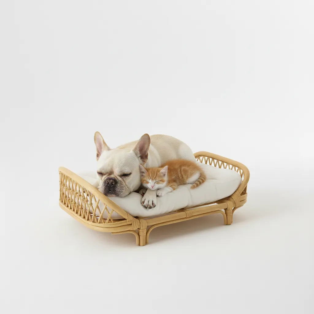 Handmade Rattan Eco-Friendly Wicker Cat & Dog Sofa with Cushion