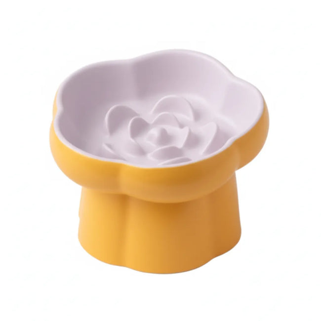 Ceramic Slow Feeder Pet Bowl – Yellow Hover Image