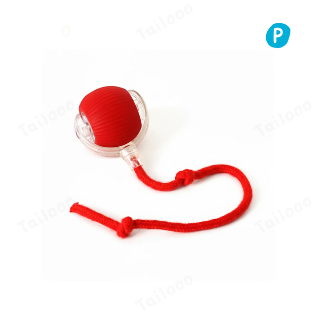 Active rolling ball with tail for dogs, interactive puzzle toy providing automatic movement and mental stimulation for pet enrichment. Hover Image