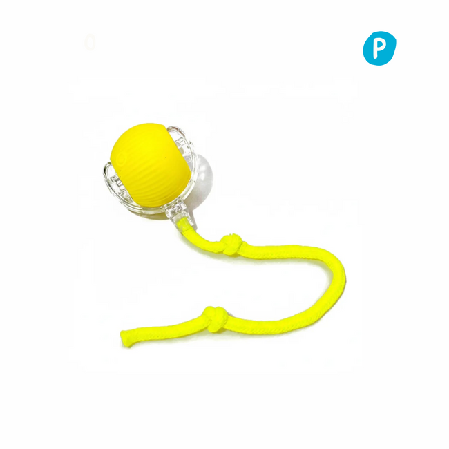 Yellow active rolling ball with moving tail, a premium interactive enrichment puzzle toy for energetic dogs. Hover Image