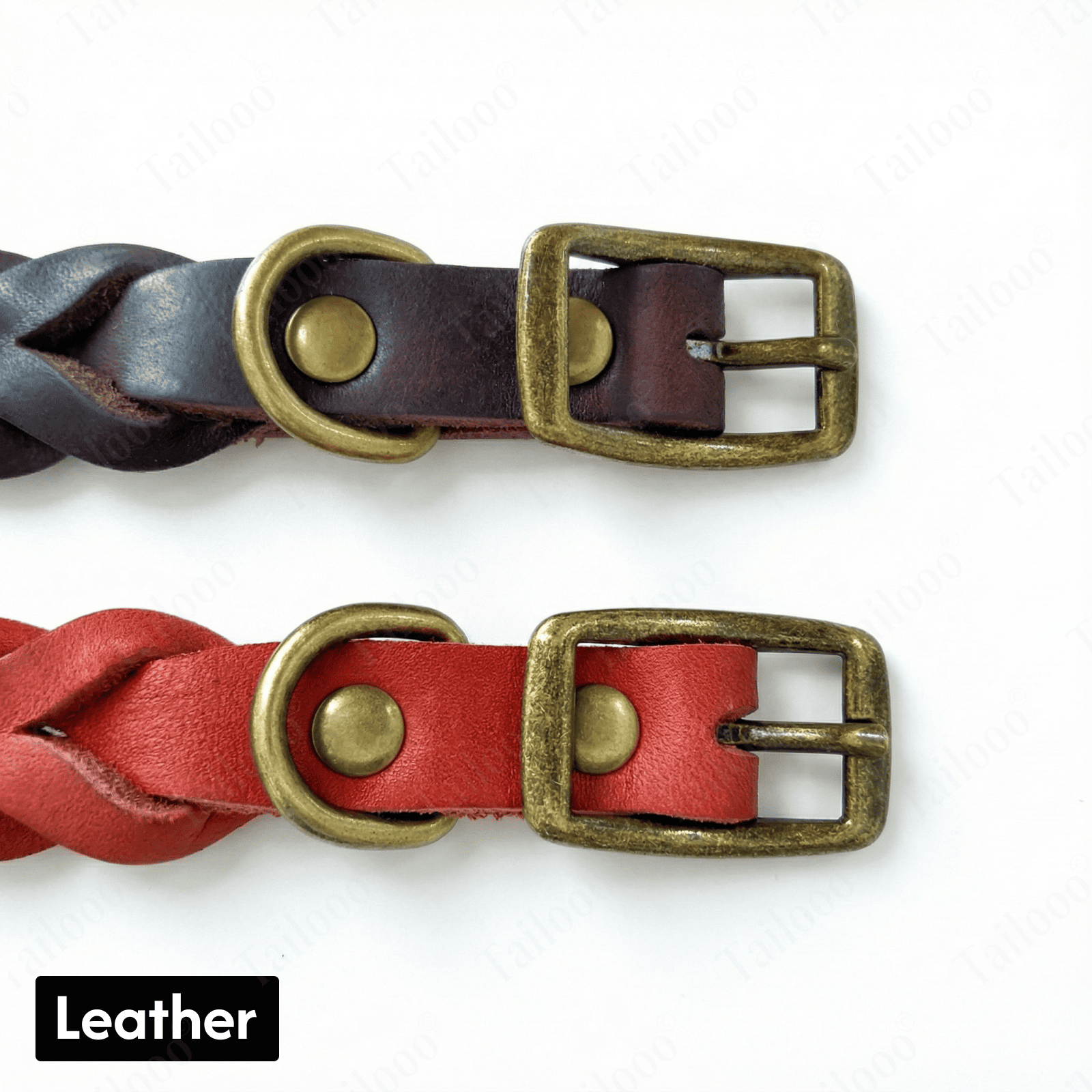 Premium Handmade Braided Leather Dog & Cat Collar（Red）