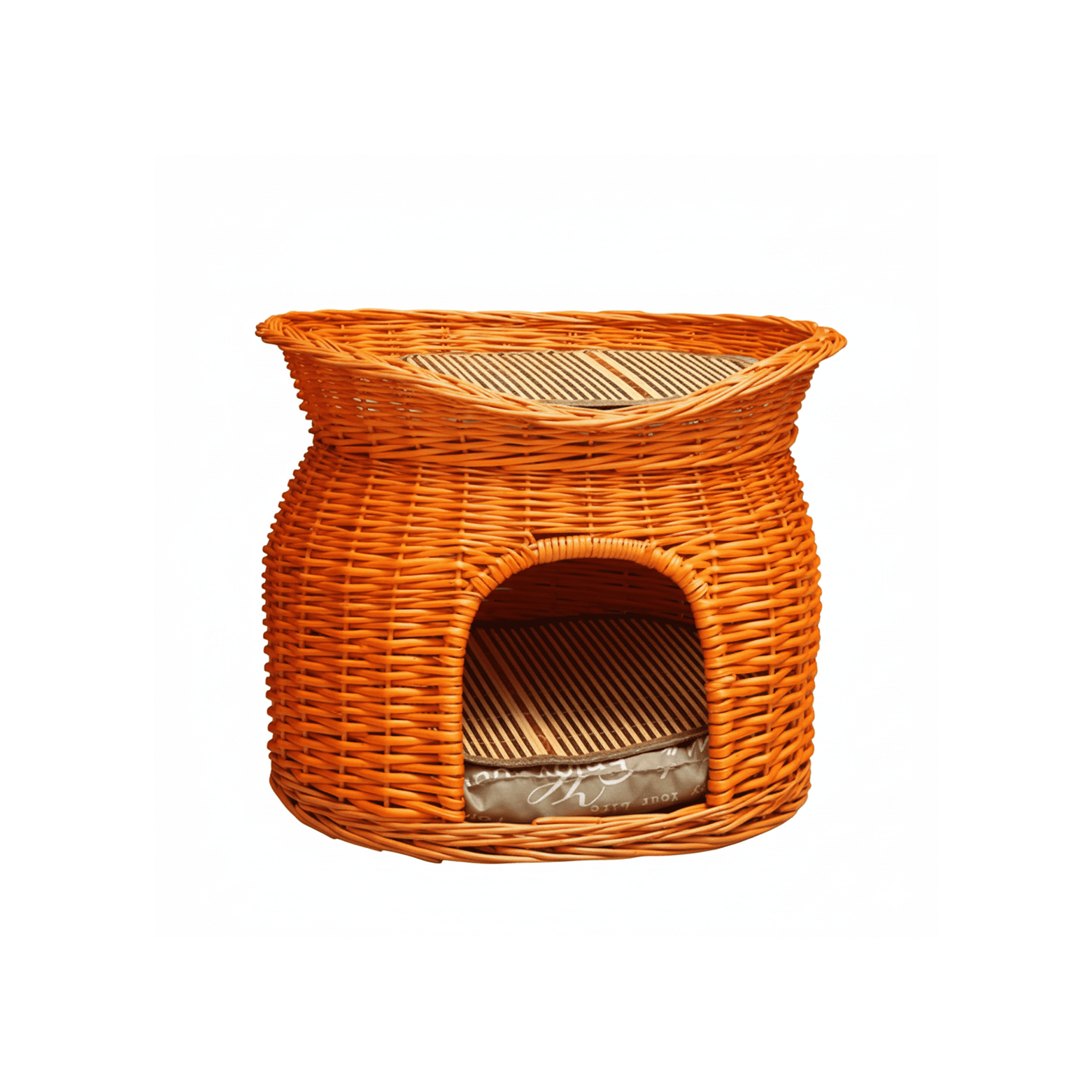 Handwoven Rattan Cat House – Two-Tier Natural Wicker Bed for Multiple Cats | Eco-Friendly Pet Furniture