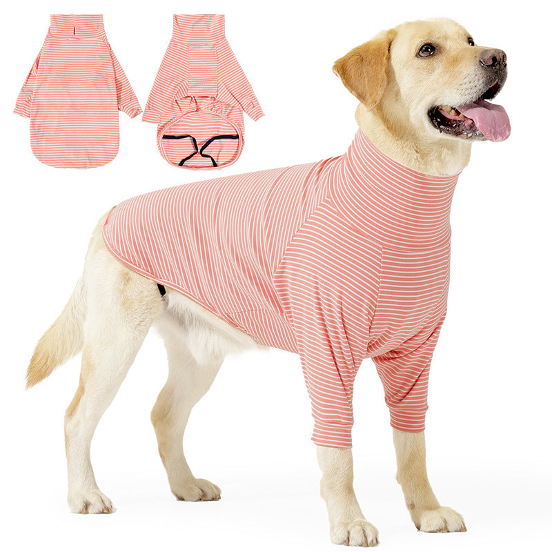 Striped Pet Turtleneck Outfit – Soft Everyday Wear for Dogs & Cats,  Pink/White