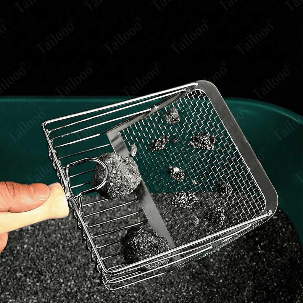 Heavy Duty Stainless Steel Cat Litter Scoop with Wooden Handle