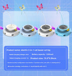 A variety of colorful interactive cat toys in white, blue, and pink to match your modern home decor.