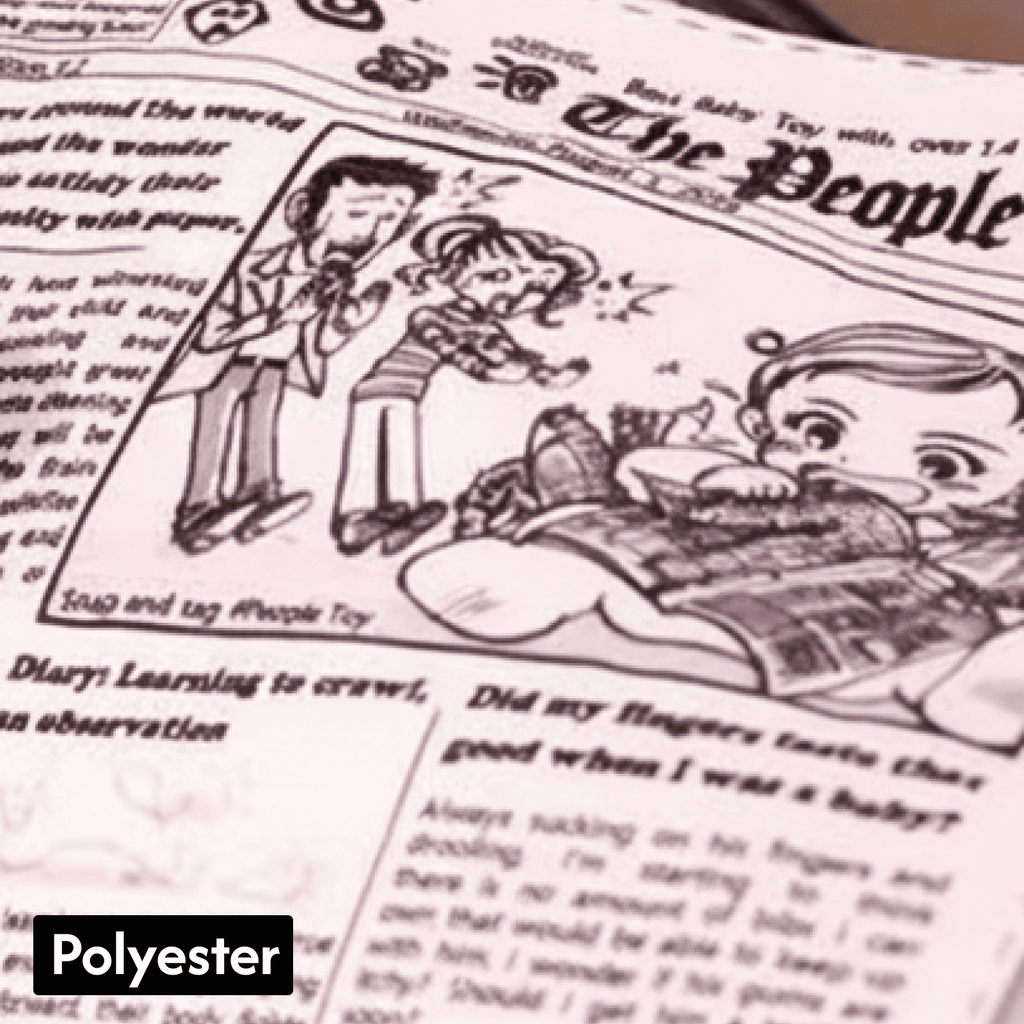 Crinkly paper dog toys with Newspaper card designs