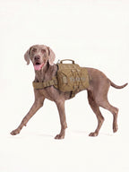 Dog backpack carrier for daily walks with an adjustable tactical design, offering comfortable support and convenient carrying for active dogs.
