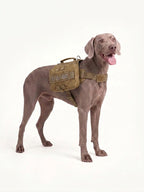 Dog backpack carrier for hiking with durable tactical nylon, providing secure support and hands-free convenience on trails and outdoor adventures.