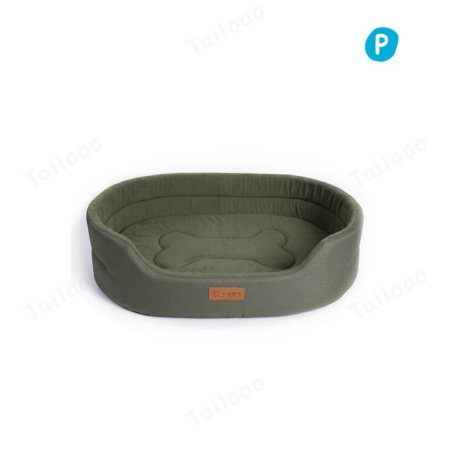 Durable waterproof oxford dog bed in forest green, featuring a heavy-duty scratch-resistant surface for long-lasting comfort. Hover Image