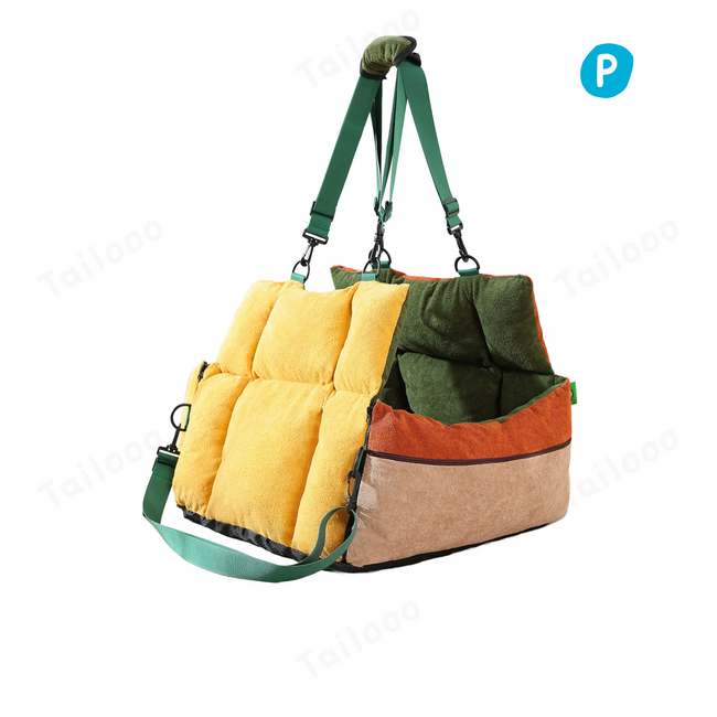 Comfortable 2-in-1 Dog Car Seat and portable pet bed for safe vehicle travel and outdoor rest. Hover Image