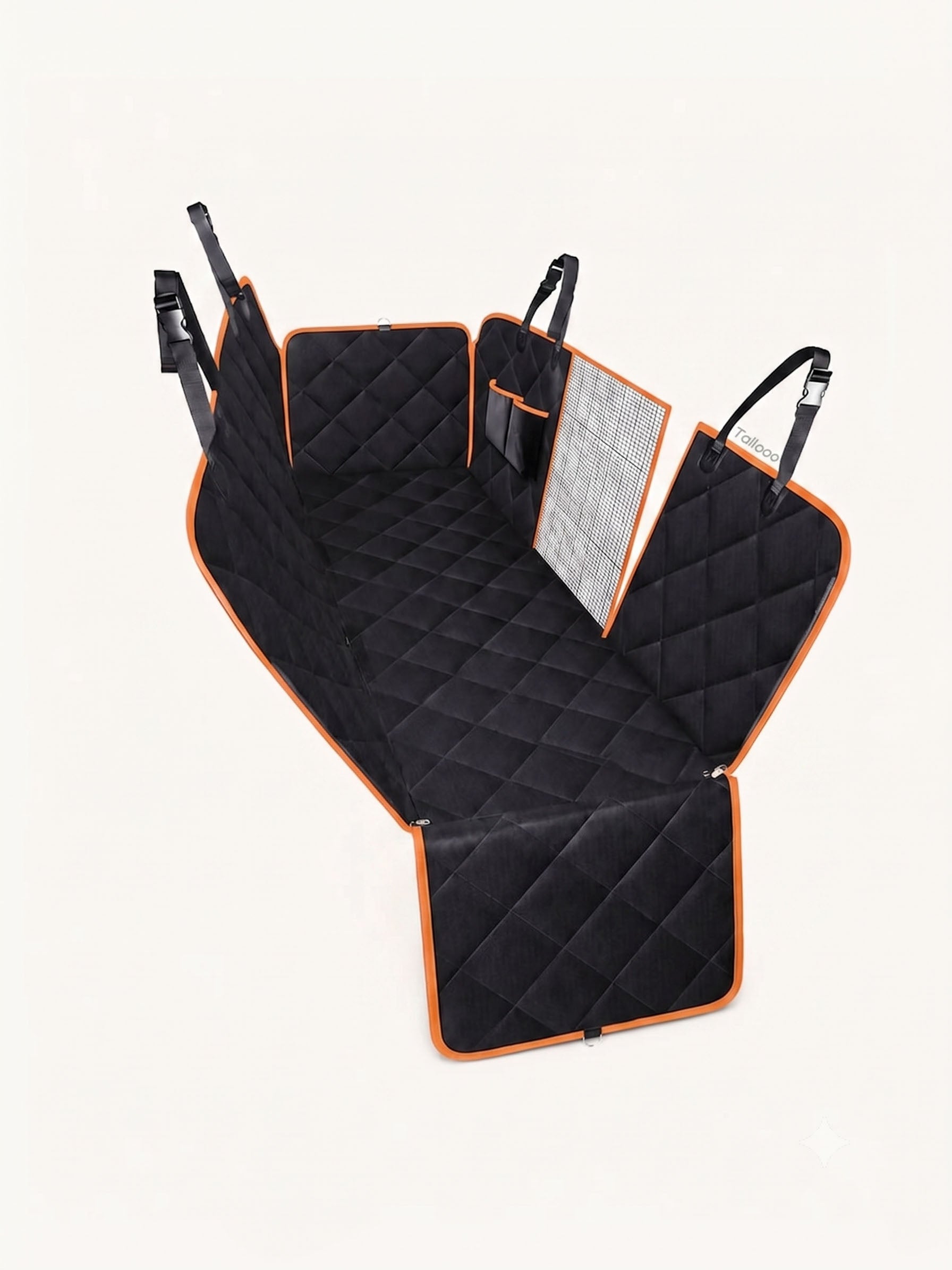 Dog Car Seat Cover with hard bottom support protects car back seat from dirt and scratches while giving dogs a safer and more comfortable ride for travel
