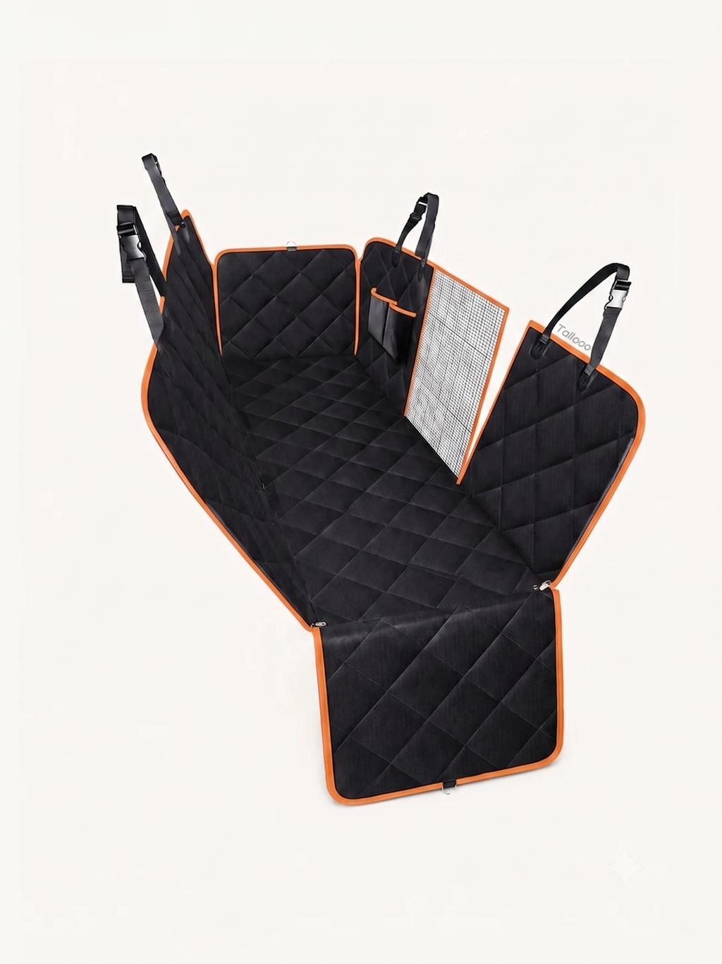 Dog Car Seat Cover with Hard-Bottom Extender · Orange