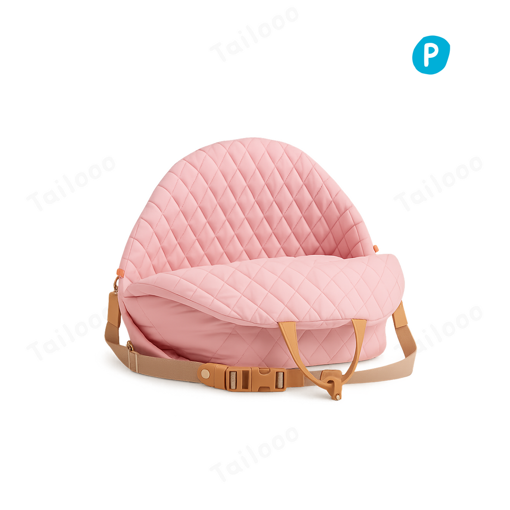 Premium Pink dog car seat and 2-in-1 carrier with durable fabric for stylish pet travel safety