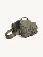 Army green dog carrier backpack with durable tactical nylon design for secure outdoor travel, hiking and everyday adventures with your dog.
