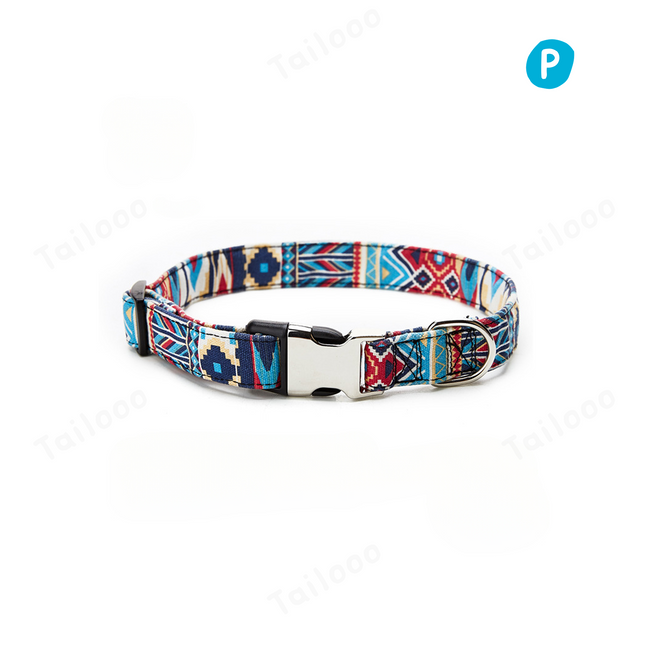 dog-collar-bohemian-floral-metal-buckle（Ethnic Elements） Hover Image