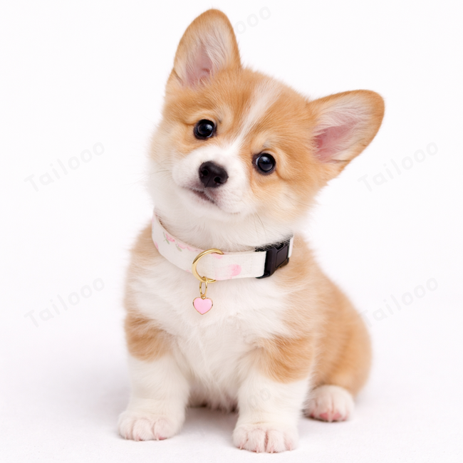 Sunflower Cotton Dog Collar | Elegant British Style Adjustable Neckwear（Love） Main Image
