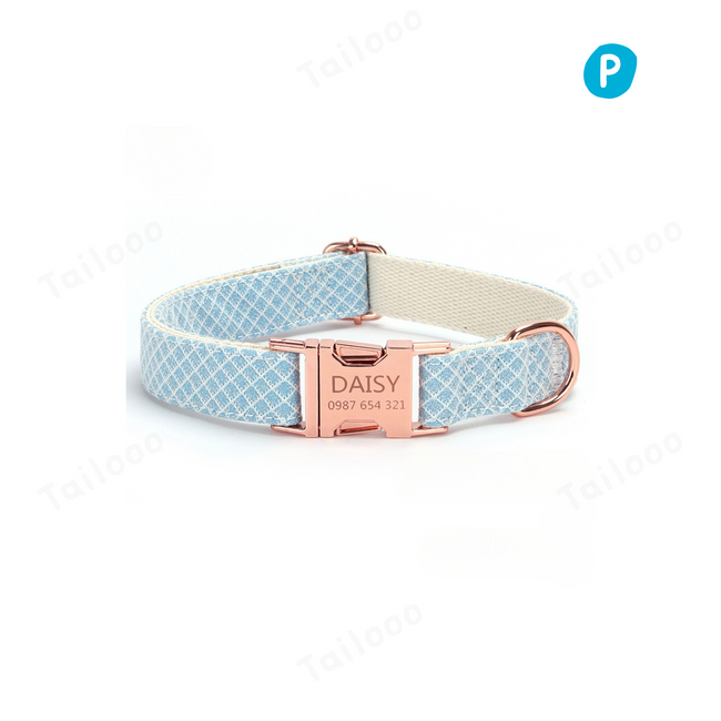 Shiny bling dog collar with a stylish bow and custom engraved nameplate for a glamorous and safe pet look.（Aqua blue） Hover Image