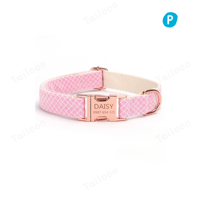 Shiny bling dog collar with a stylish bow and custom engraved nameplate for a glamorous and safe pet look.（Light pink） Hover Image