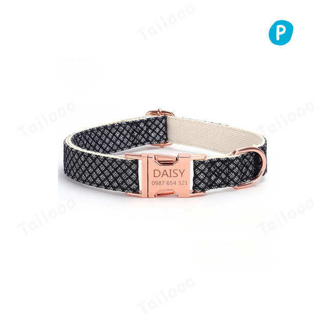 Shiny bling dog collar with a stylish bow and custom engraved nameplate for a glamorous and safe pet look.（Silver-black） Hover Image