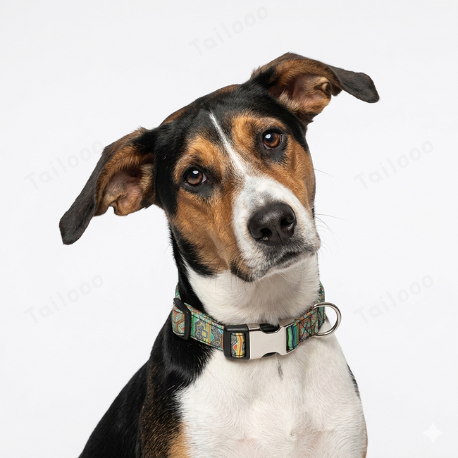 Bohemian Floral Dog Collar - Durable Comfort for Pets （Green ethnic style） Main Image