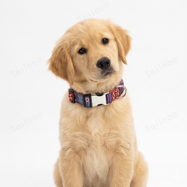 Bohemian Floral Dog Collar - Durable Comfort for Pets （Orange ethnic style） Main Image