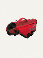 Red Dog Life Jacket with reflective float coat design, sturdy handle and adjustable buckles for swimming, comfort and added water safety