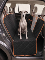 Dog Car Seat Cover for SUV travel creates a spacious back seat area for dogs while protecting the car interior from everyday mess