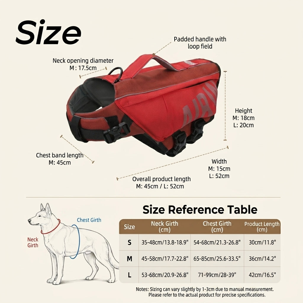 Dog Life Jacket size comparison helps owners choose the right fit for small medium and large dogs for comfortable movement in water