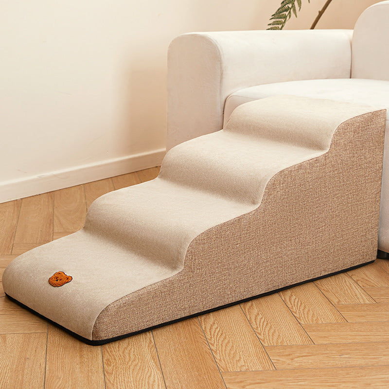 Pet Stair Steps for Dogs – Removable Washable Dog Steps for Small, Senior, or Short-Leg Pets – 2/3/4 Steps, Light Grey