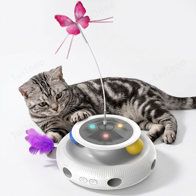 Smart Automatic Interactive Cat Toys | Multifunctional Electronic Turntable - White Main Image