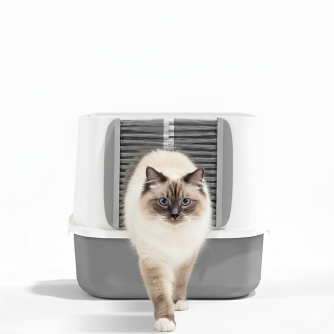 Automatic cleaning cat door brush for litter box entrance Main Image