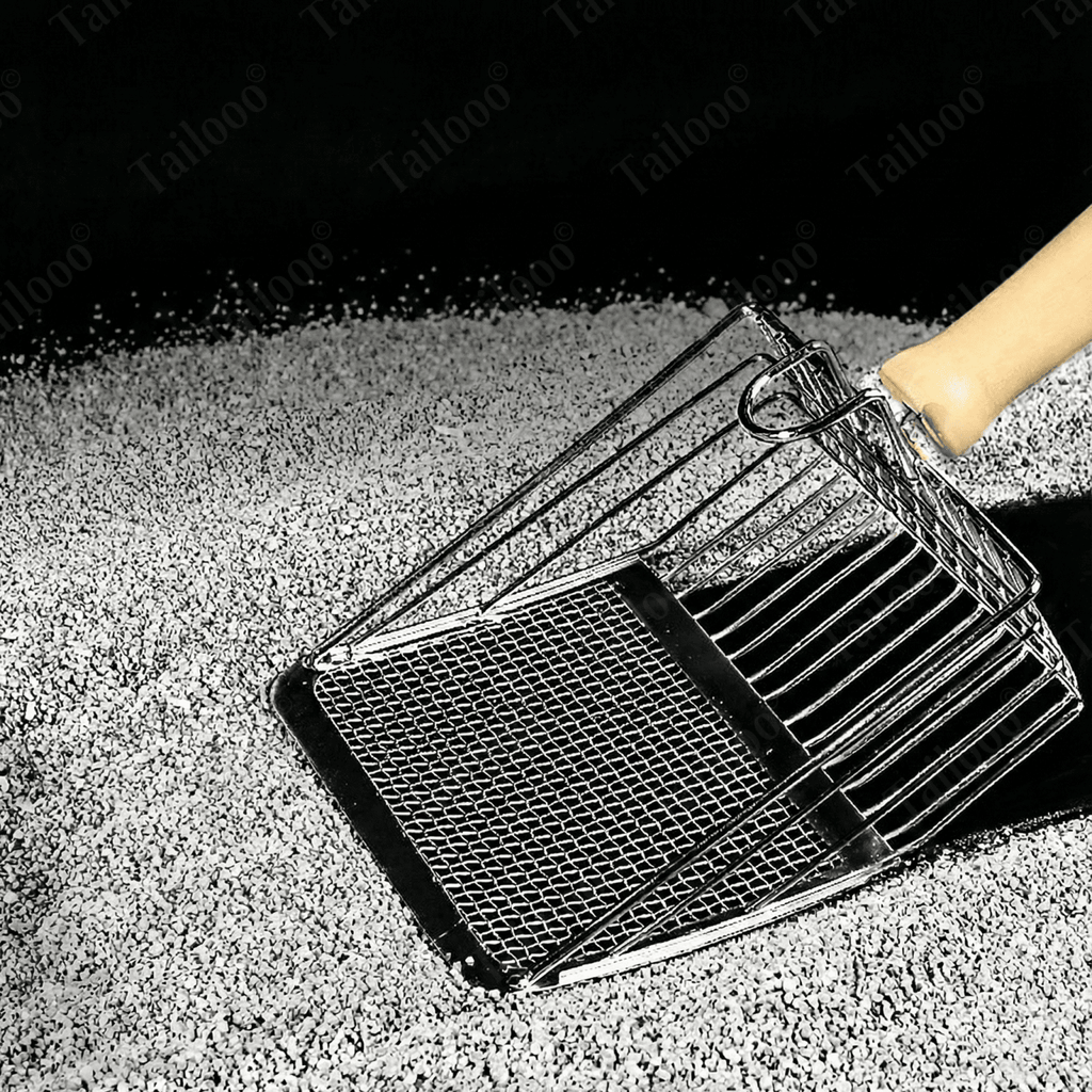 Heavy Duty Stainless Steel Cat Litter Scoop with Wooden Handle