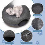 Felt Donut Cat Tunnel Bed – Dark Grey