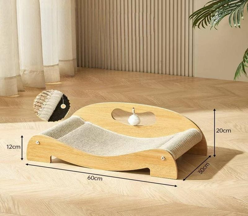 Wooden Cat Bed with Scratcher（Sofa-60CM）