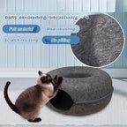 Felt Donut Cat Tunnel Bed – Dark Grey