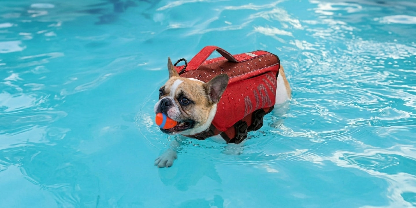 Dog Life Jacket for pool play offers comfortable buoyant support and freedom of movement for relaxed everyday water activities