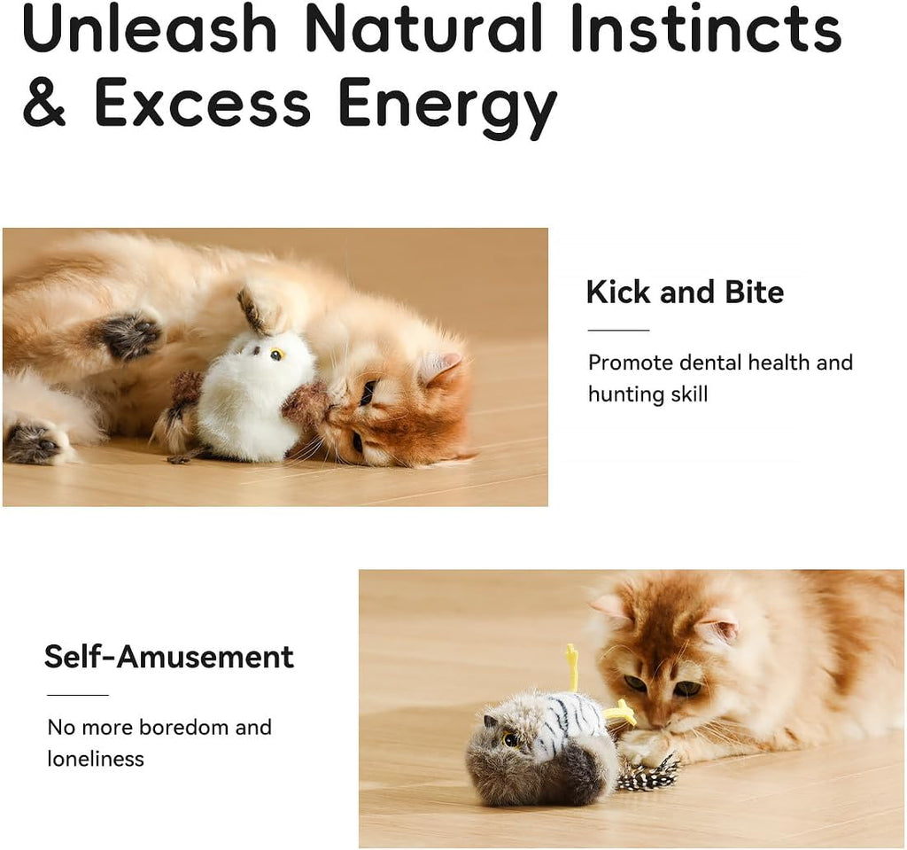 Multi-angle view of the white flying bird cat toy showing streamlined design and lifelike feather texture for enhanced durability.